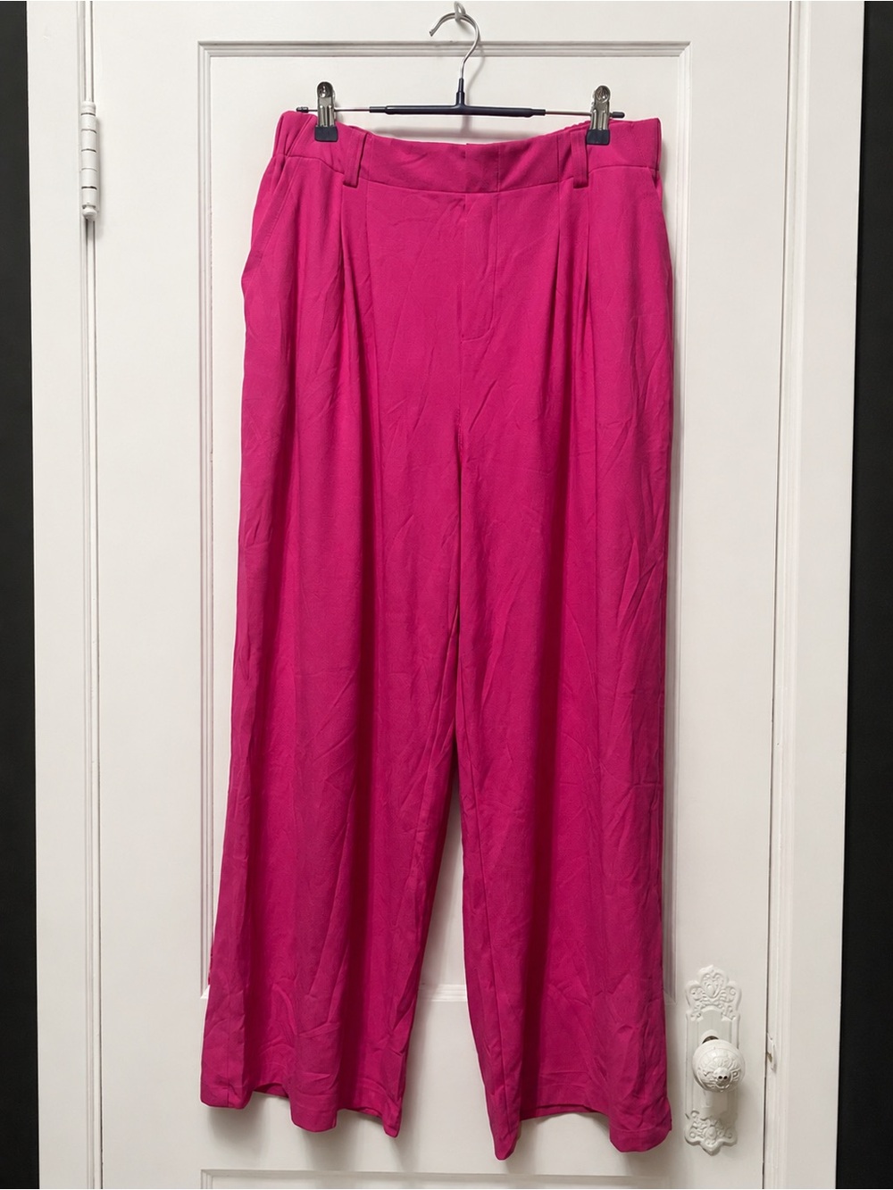 HALARA Waffle Wide-Leg High-Rise Pants in Bright Pink